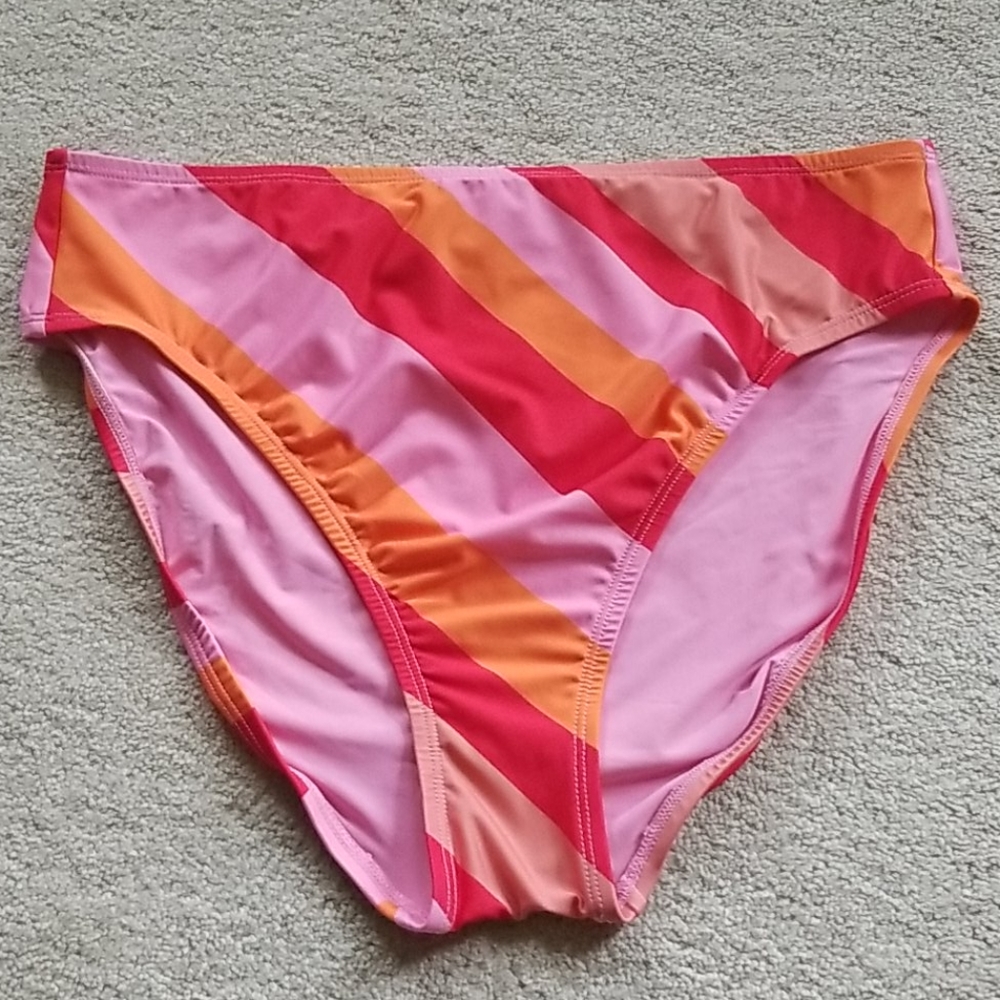 Franky High Waist Pink Orange Stripe Bikini Bottom